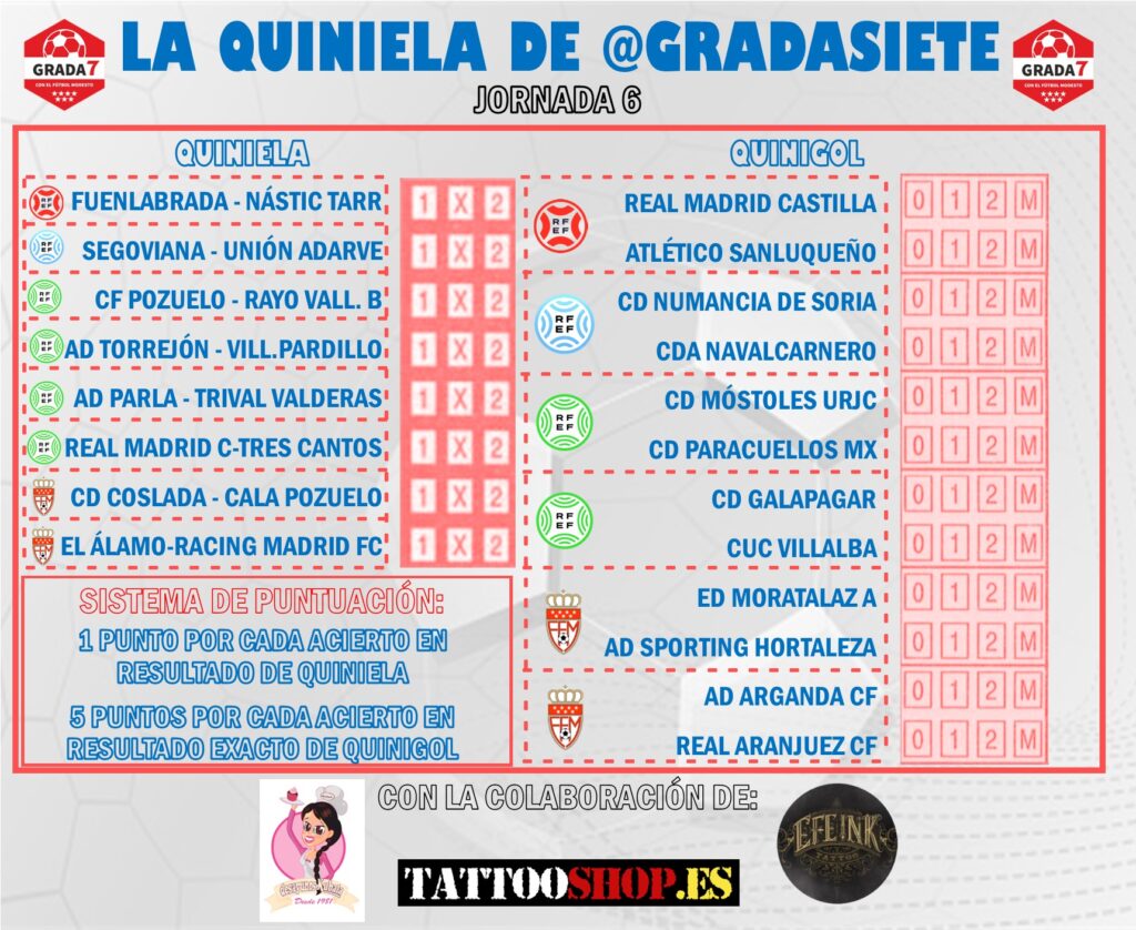 Premios quiniela jornada 6